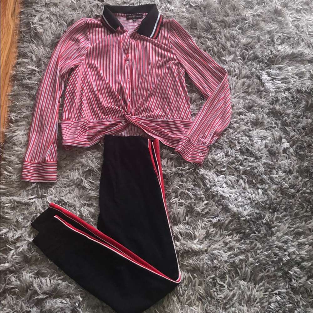 Black red & white tights, with shirt